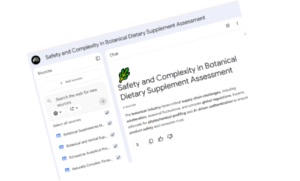NotebookLM interface displaying the synthesis of botanical research papers into structured digital content for industry engagement