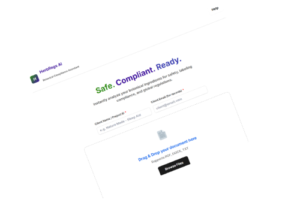 3D-tilted interface of the HerbRegs AI botanical compliance assistant, showing automated document analysis for safety and labeling regulations